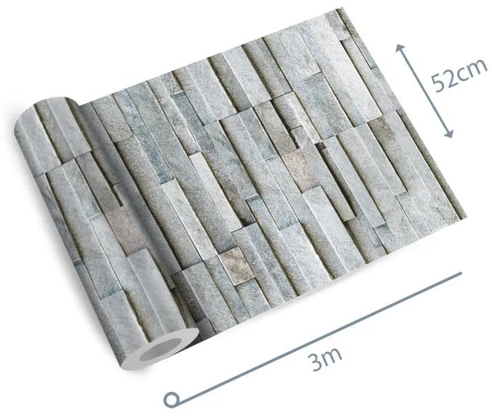 Papel de parede adesivo pedra tijolinho cinza
