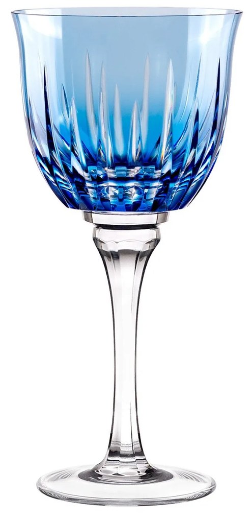 Taça de Cristal Lapidado p/ Vinho Branco 25 - Azul Claro - 66  Azul Claro - 66