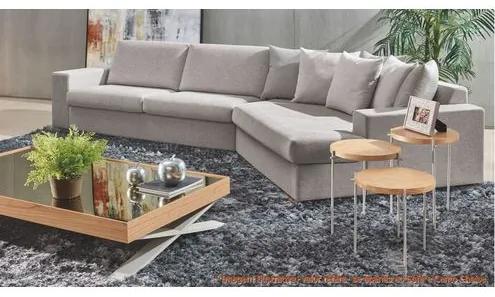 Sofa Style de 3 lugares com Chaise 45 graus na cor Cinza (Bege) Pes Amendoa -49594 Sun House