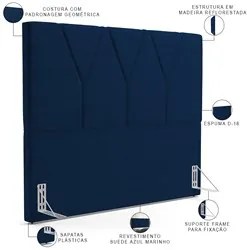 Cabeceira Cama Box Casal Queen 160cm Aura Suede W01 Azul - Mpozenato