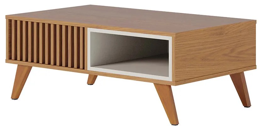 Mesa de Centro Para Sala Retangular 1 Nicho karin Freijó/Off Matte C04 - D'Rossi