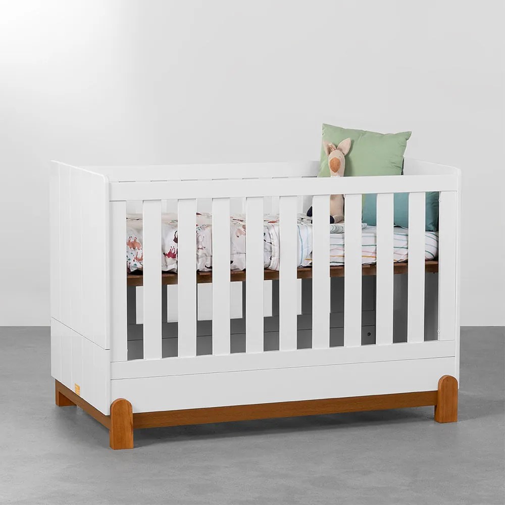 Berço Mini Cama Lotus com Frisos - Branco Fosco