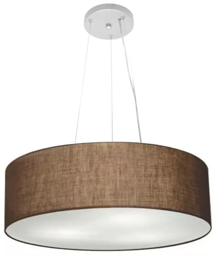 Lustre Pendente Cilíndrico Md-4134 Cúpula em Tecido 50x15cm Café - Bivolt