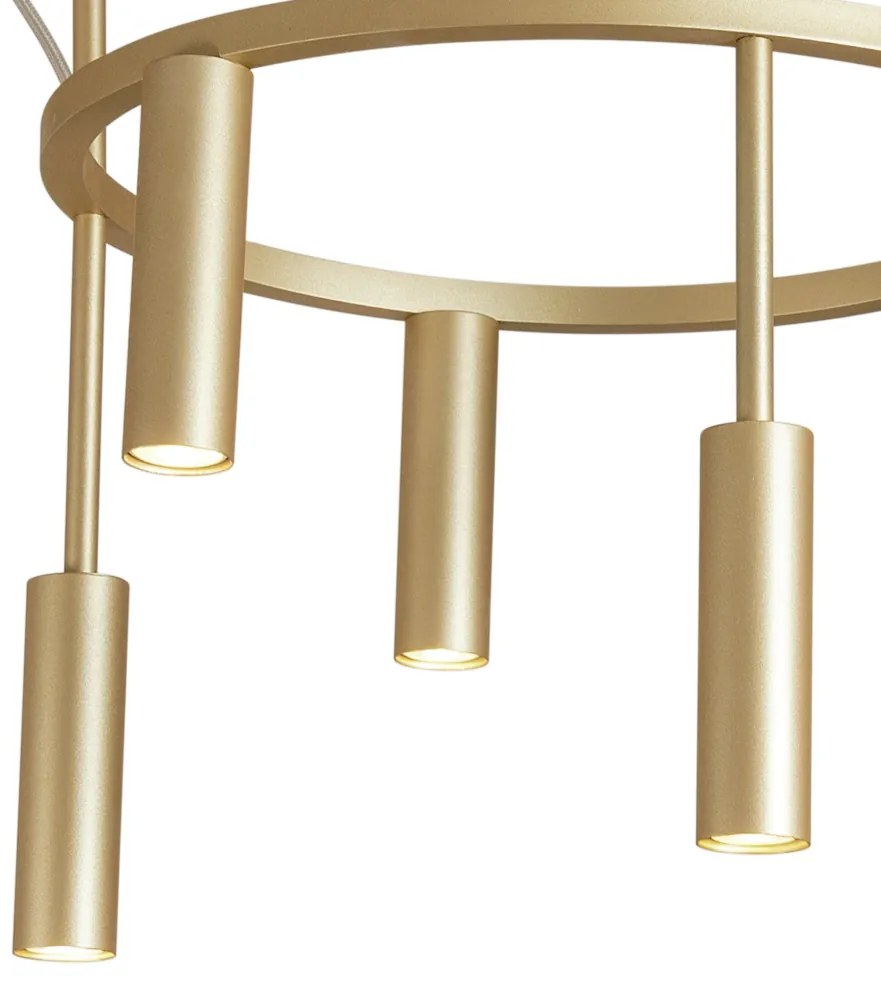 Pendente Platinum Circular Ø40X44,5Cm 6Xmr11 - Usina 16931/40 (BT / DR-P - Branco Texturizado / Dourado Polido Brilho)