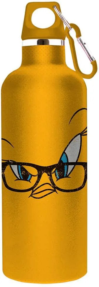 Garrafa Looney Tunes Tweety Big Face Fundo Amarelo 750 ml em Alumínio