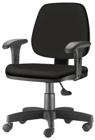 Cadeira Job com Bracos Curvados Assento Fixo Crepe Base Rodizio Metalico Preto - 54596 Sun House