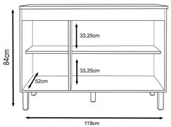 Balcão Gabinete Para Pia 120cm Sem Tampo 3 Portas Karen P14 Nature/Off