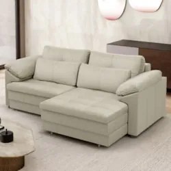 Sofá Retrátil 2 Lugares Para Sala 175cm Dijon Couro Creme S07 - Mpozen