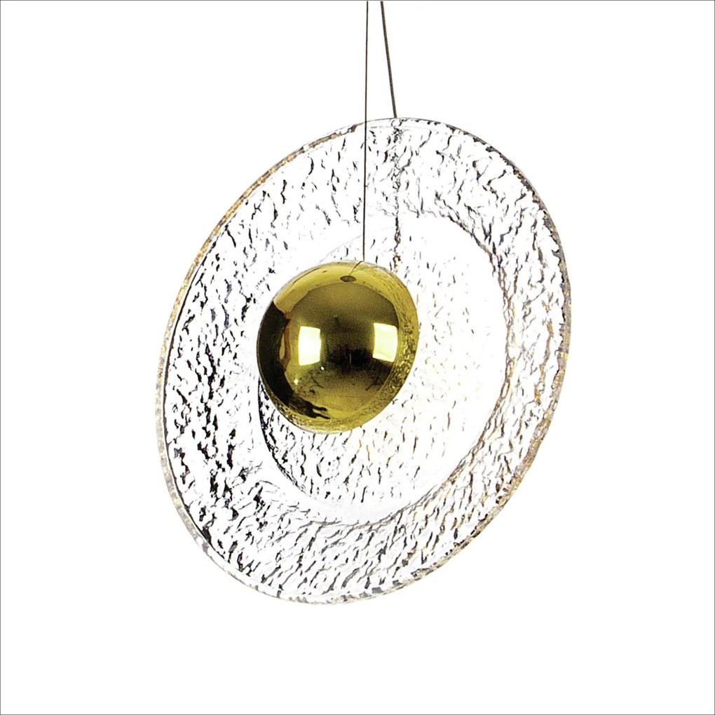 Pendente Cerchio Ø27,5X9,5Cm Disco De Vidro E Metal Alumínio 01Xled 5,... (ROSE FOSCO)