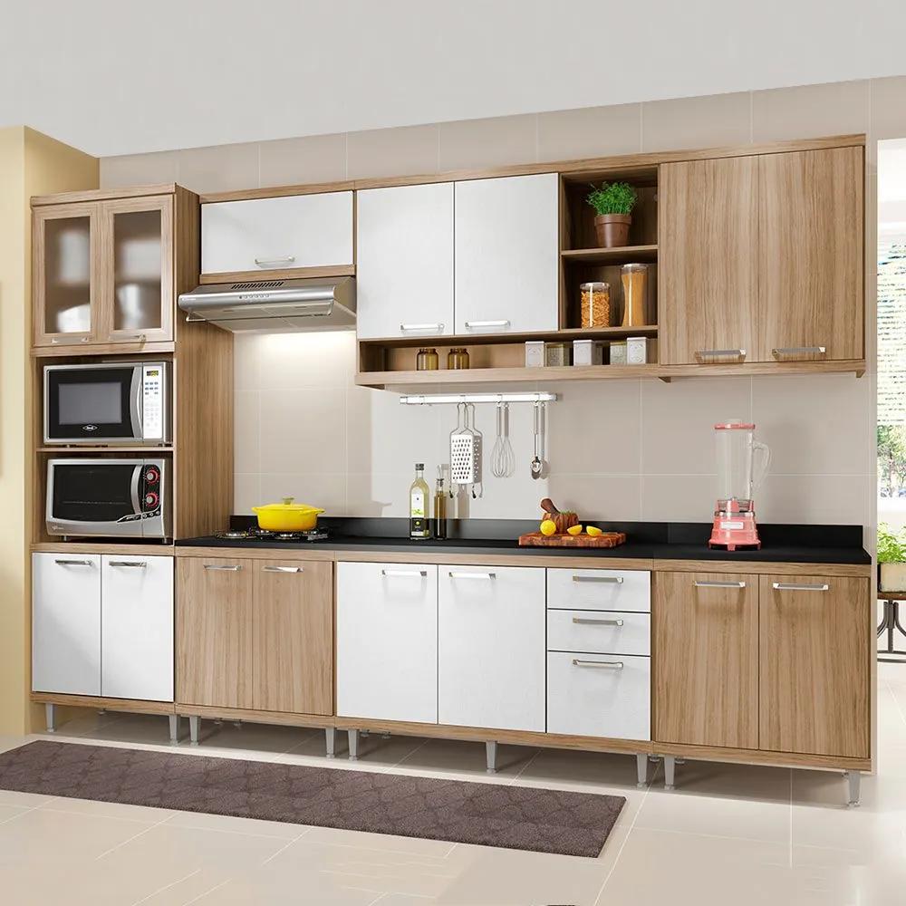 Cozinha Completa Com Tampo 15 Portas 5835 Argila/Branco - Multimóveis