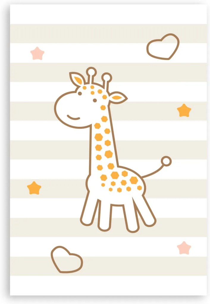 Placa Decorativa MDF Infantil Girafa Quartinhos 20x30cm Amarela