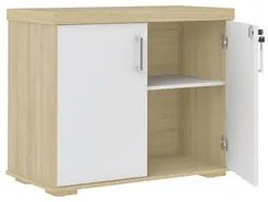 Balcão para Escritório 90cm 2 Portas Corp A06 Carvalho/Branco - Mpozen