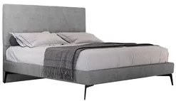 Cama Casal King com Cabeceira 199cm Pés Metálicos Elisa S05 Veludo Cin