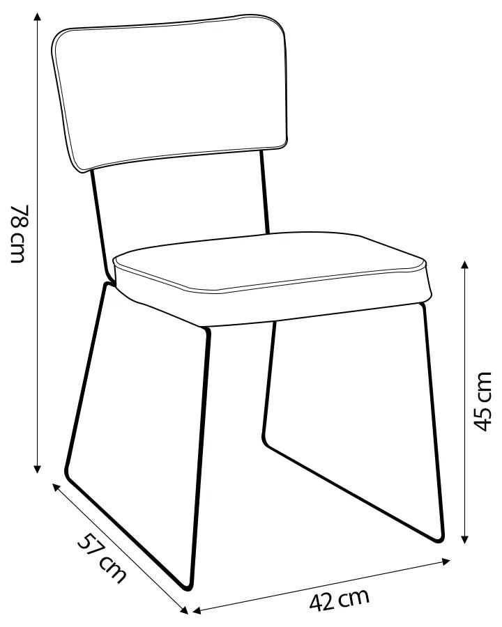 Kit 2 Cadeiras de Jantar Decorativa Base Aço Preto Luigi Linho Bege G17 - Gran Belo