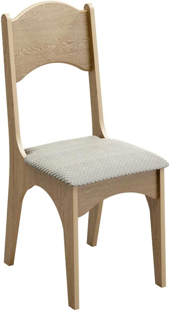 Cadeira 18Mm Assento Estofado Carvalho/Geométrico Dalla Costa Bege
