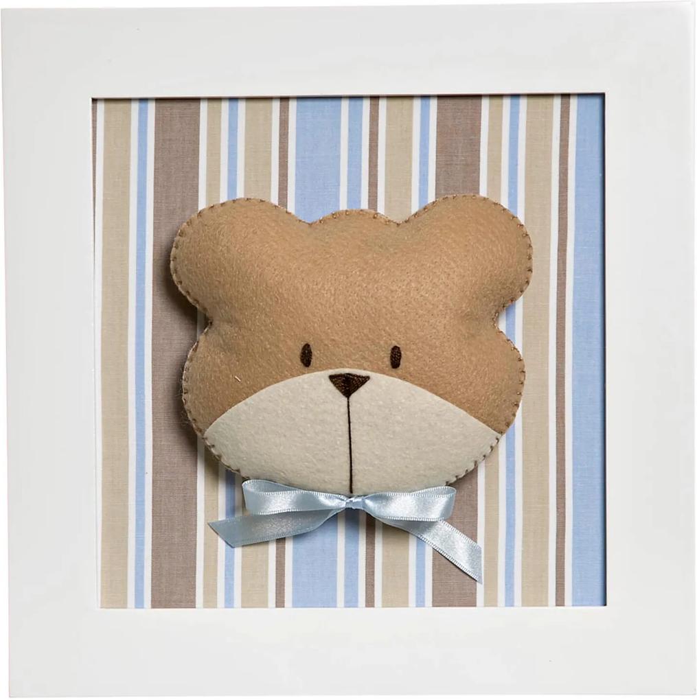 Quadro Decorativo Cara Do Urso Quarto Bebê Infantil Menino Potinho de Mel Azul