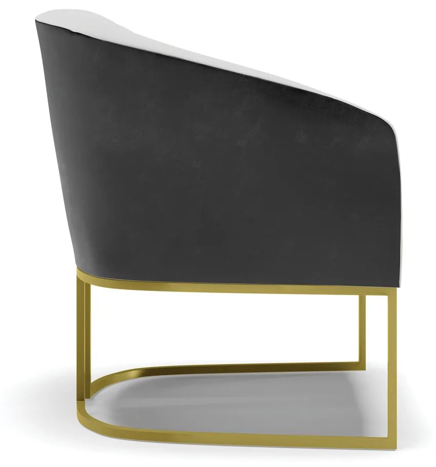 Poltrona Decorativa Industrial Dourado kit 2 Stella Preto/Linho Cinza D03 - D'Rossi