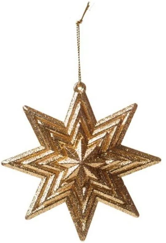 Estrela Decoração Natal P/Pendurar Árvore 10Cm Ouro