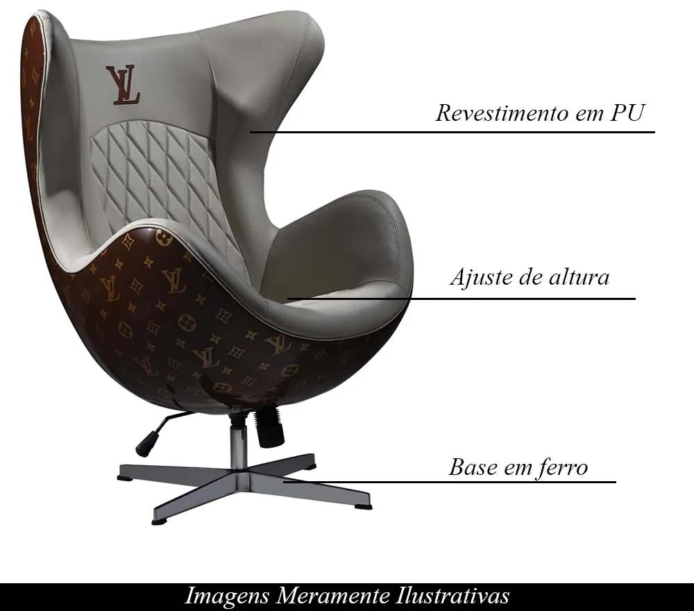 Kit 2 Poltronas Decorativas Egg Chair LV Branco/Marsala G53 - Gran Belo