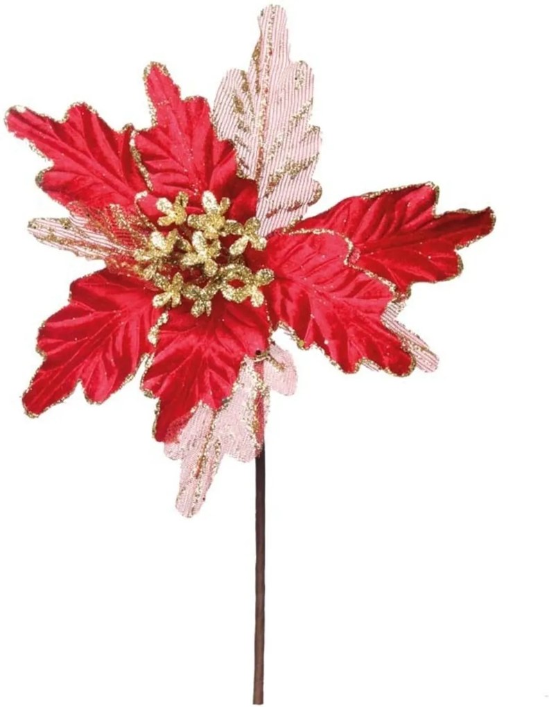Flor artificial decoraçÁo natal poinsetia glitter vermelha