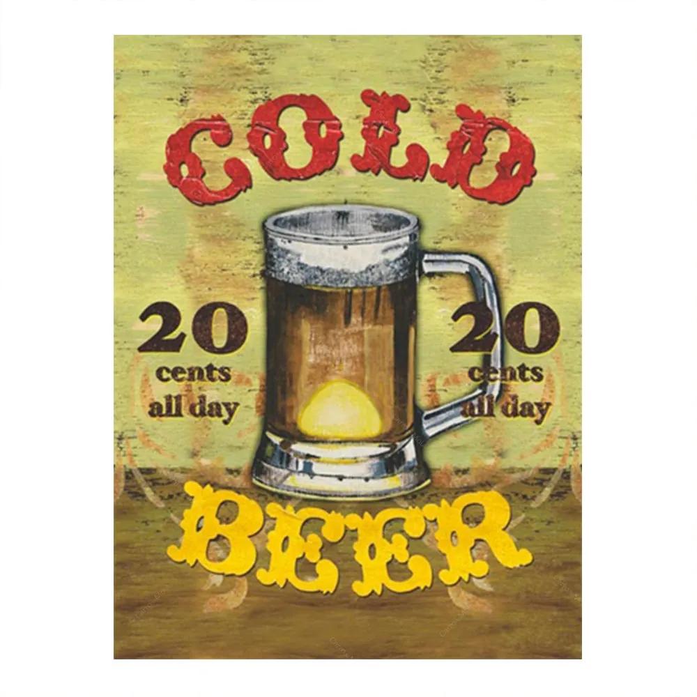 Placa Decorativa Cold Beer Média em Metal - 30x20 cm