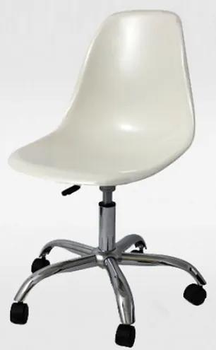 Cadeira Eames com Rodizio Policarbonato Branco Off White -19296 Sun House