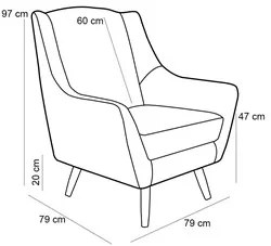 Poltrona Decorativa Sala de Estar Juliet Base de Madeira C-370 Linho B