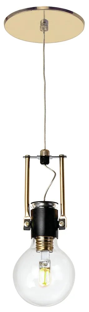 Pendente Lamp Ø120X17Cm Metal E Vidro 1 X G9 Globo Ø8Cm|Old Artisan Pd... (PRETO / COBRE BRILHO, CLEAR)