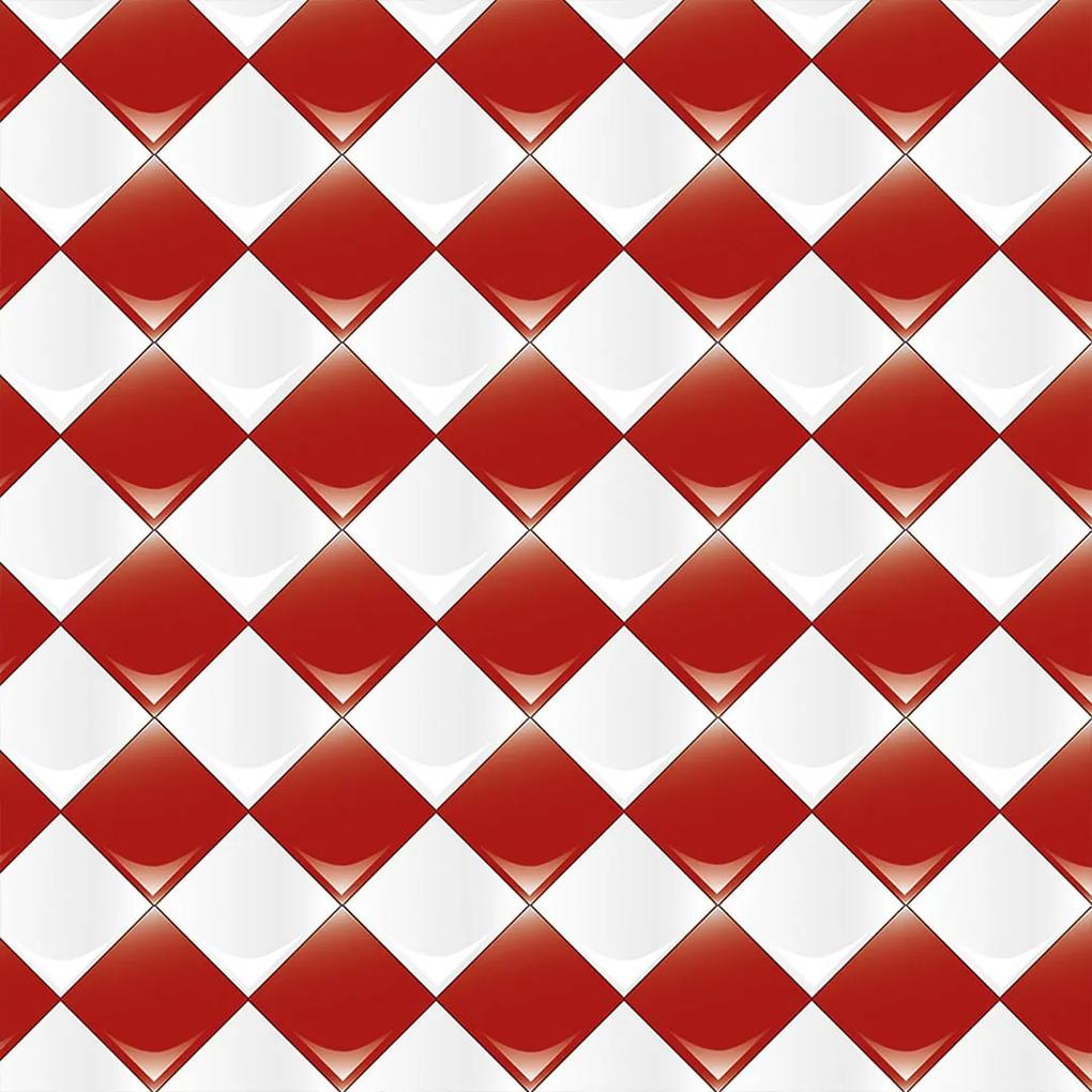 Papel de Parede pastilha xadrez vermelha e branca 0.52m x 3.00m