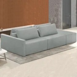 Sofá Ilha Modular com Puff para Sala Living 232cm Georgia Z08 Boucle C