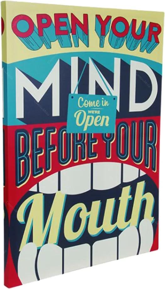 Quadro Open Your Mind em Madeira com Estampa em Canvas - 80x60 cm
