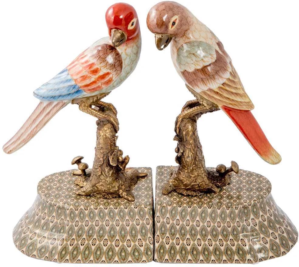 Aparador de Livros Decorativo de Porcelana e Bronze Birds