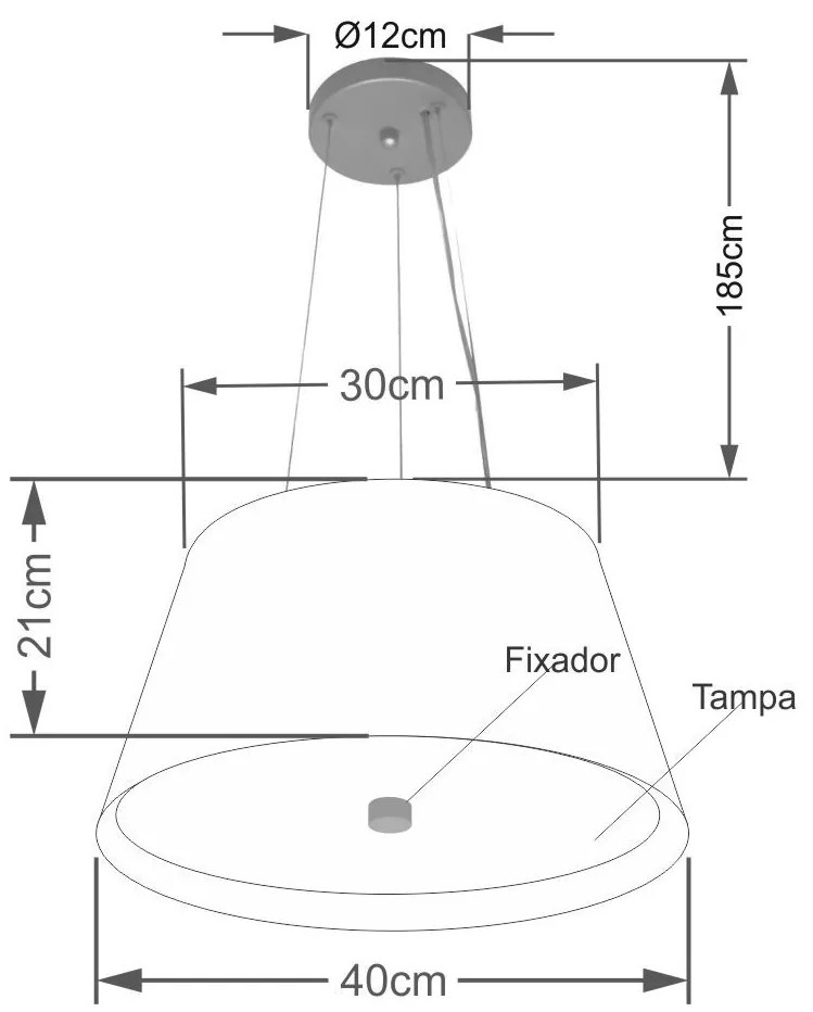 Lustre Pendente Cone Md-4119 Cúpula em Tecido 21/40x30cm Rustico Bege / Branco - Bivolt