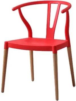 Cadeira Bruges C/Pés em Madeira Maciça - Vermelho