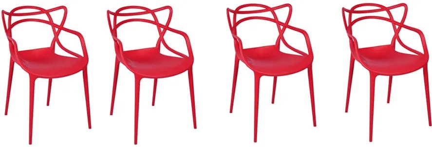 Conjunto com 4 Cadeiras Allegra - Vermelho