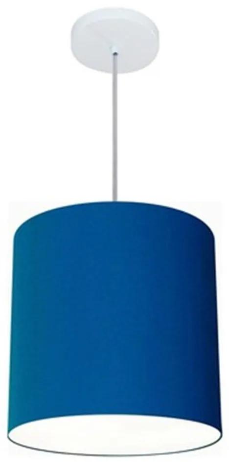 Lustre Pendente Cilíndrico Vivare Md-4036 Cúpula em Tecido 30x31cm - Bivolt - Azul-Marinho - 110V/220V