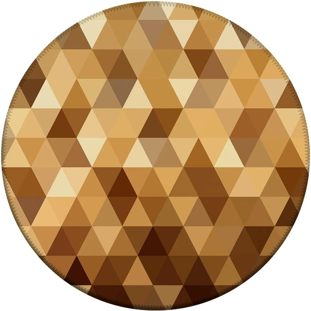 Tapete Love Decor Redondo Wevans Triângulos Amarelo 84cm