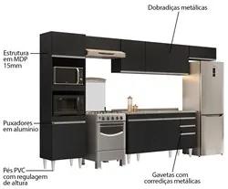 Armário de Cozinha Modulada 5 Peças CP15 Balcão com Pia Inox Preto - L