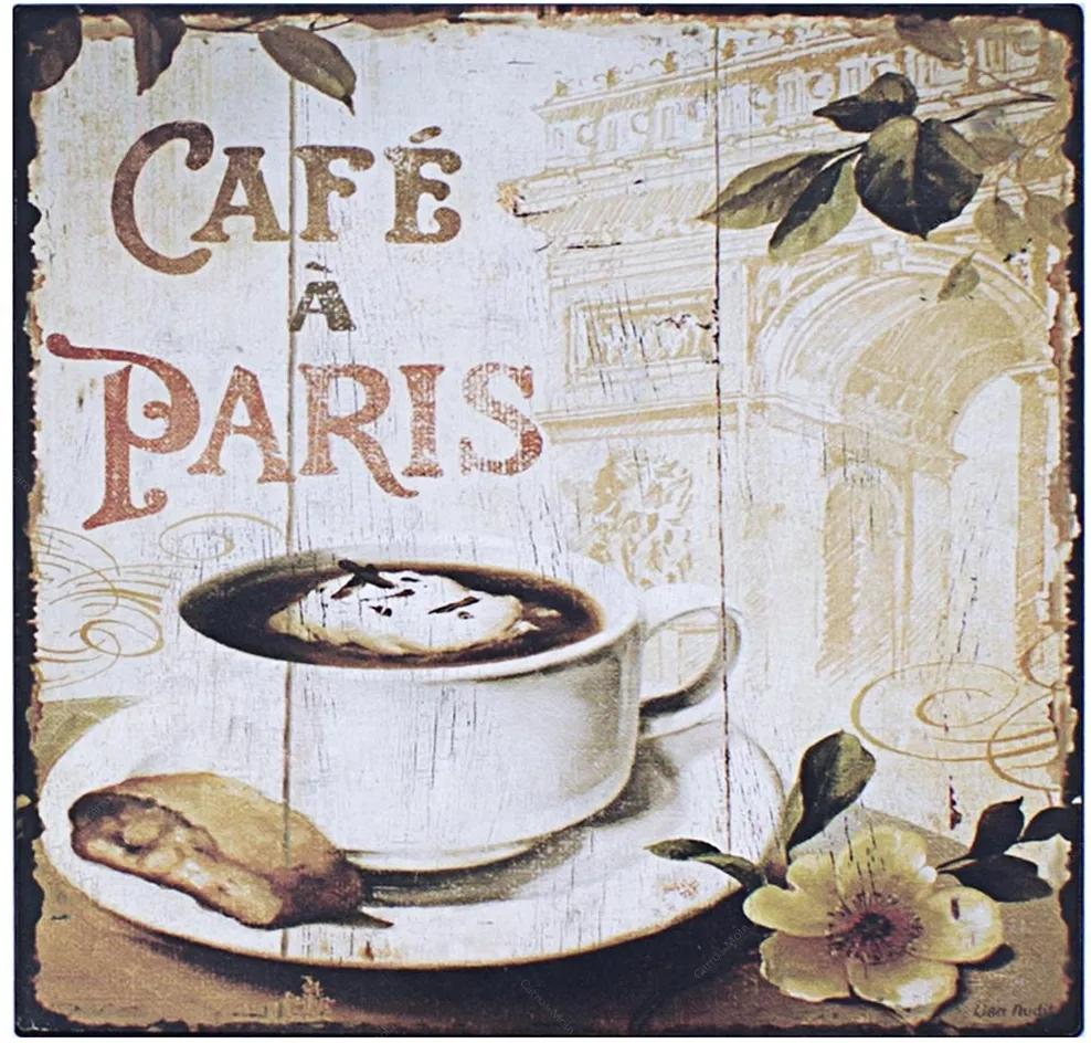 Placa de Metal Café à Paris Oldway - 25x25 cm