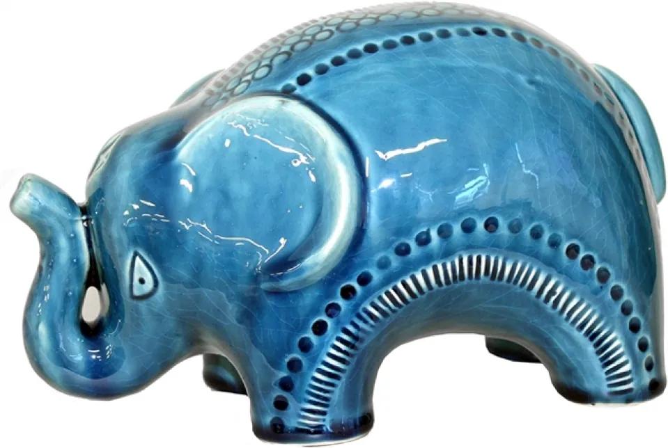 Elefante Cerâmica Azul G