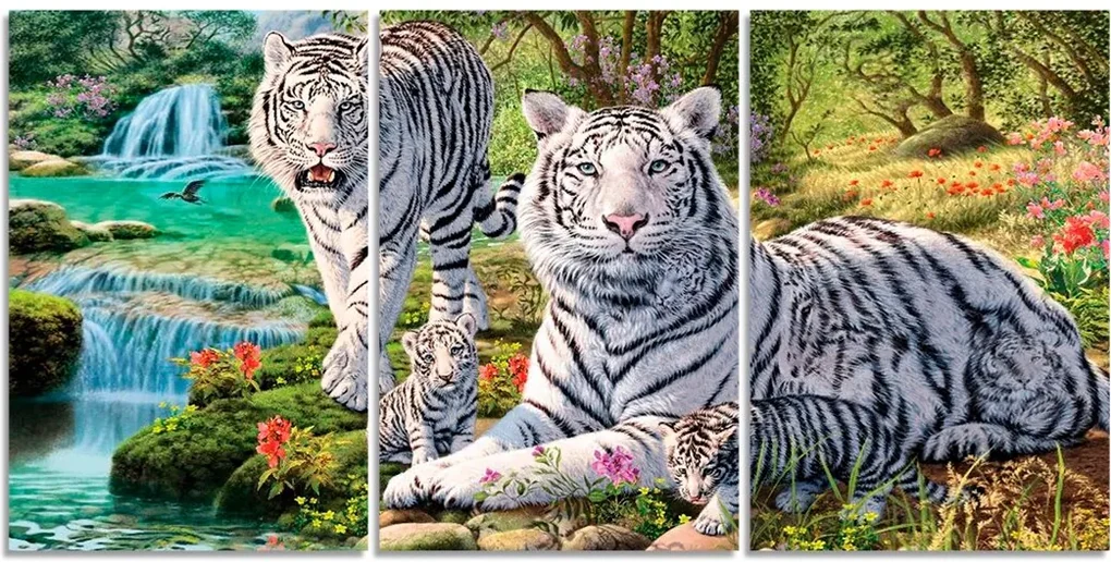 Quadros Decorativo Leão e Tigre 3D Kit com 2 Quadros