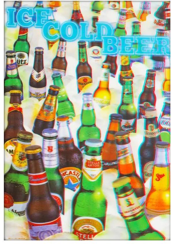 Poster 3d Ice Cold Beer Cerveja Gelada 50x70cm Com/sem Moldura