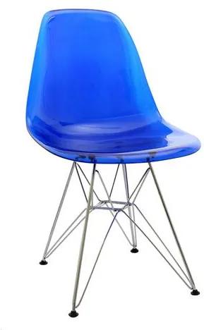 Cadeira Eiffel Eames DSR Policarbonato Azul Translúcido