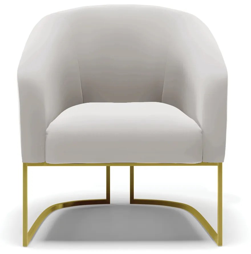 Poltrona Decorativa Industrial Dourado kit 2 Stella Veludo D03 - D'Rossi - Cinza