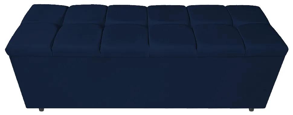Calçadeira Estofada Manchester 140 cm Casal Suede Azul Marinho - ADJ Decor