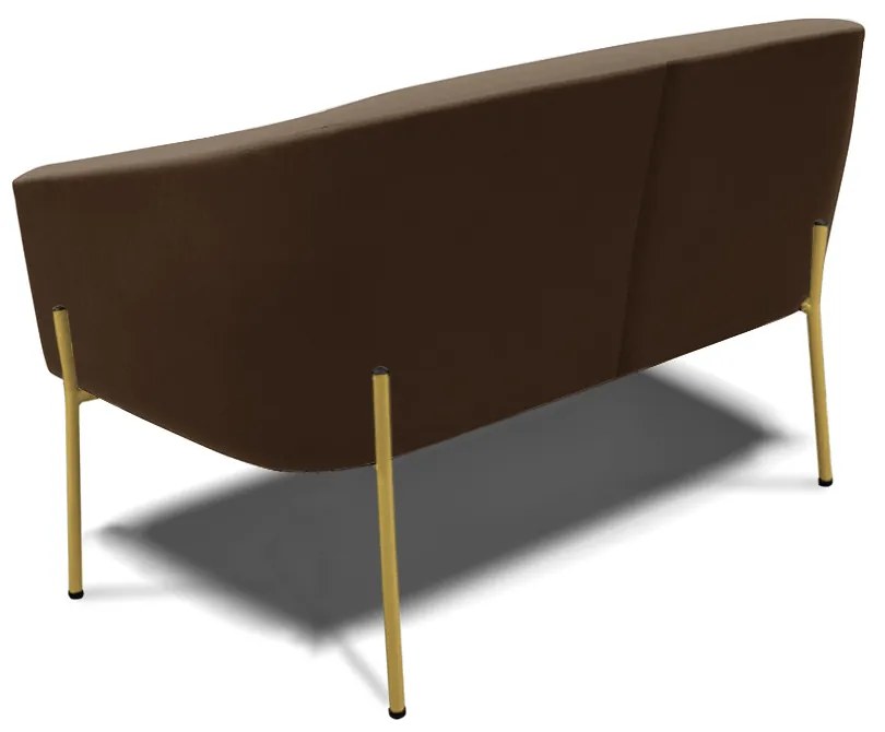 Namoradeira e 2 Poltronas Pé de Ferro Dourado Stella Suede Marrom D03 - D'Rossi