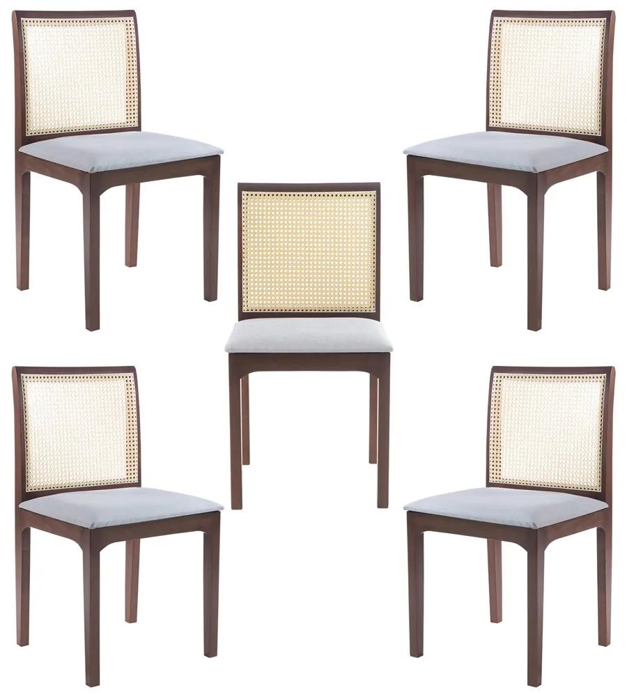 Kit 5 Cadeira Decorativa Sala de Jantar Steve Amêndoa G55 - Gran Belo