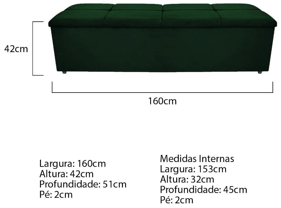 Calçadeira Munique 160 cm Queen Size Suede Verde - ADJ Decor