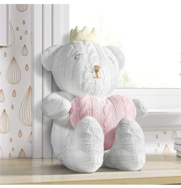 Ursa Branco com Coração Tricot 42cm Grão de Gente