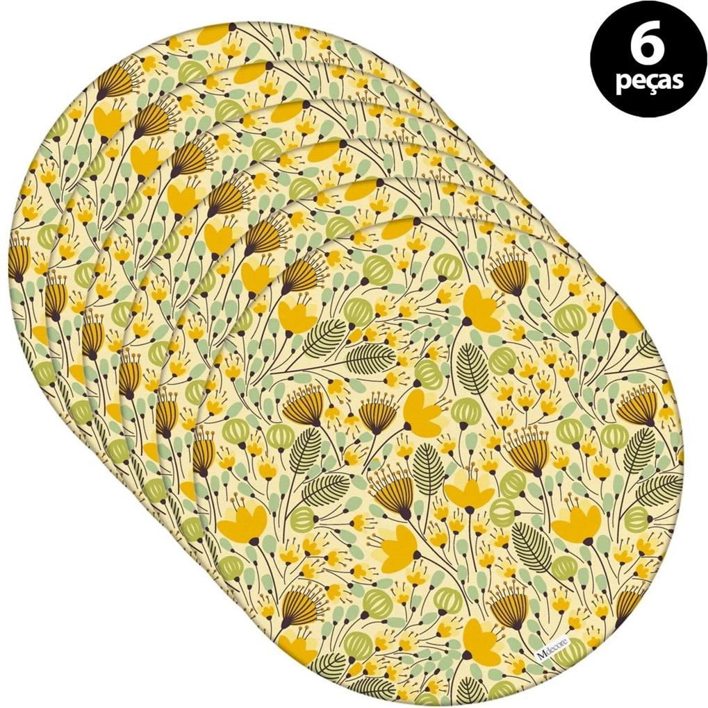 Capa para Sousplat Mdecore Floral Amarelo 6pçs